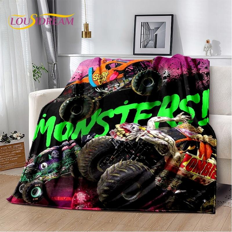 Monster Truck 3D Monster Jam Cartoon Soft Blankets,Keep Warm Throw Blanket Comfortable Blanket for Picnic Beds Sofa Home Bedroom