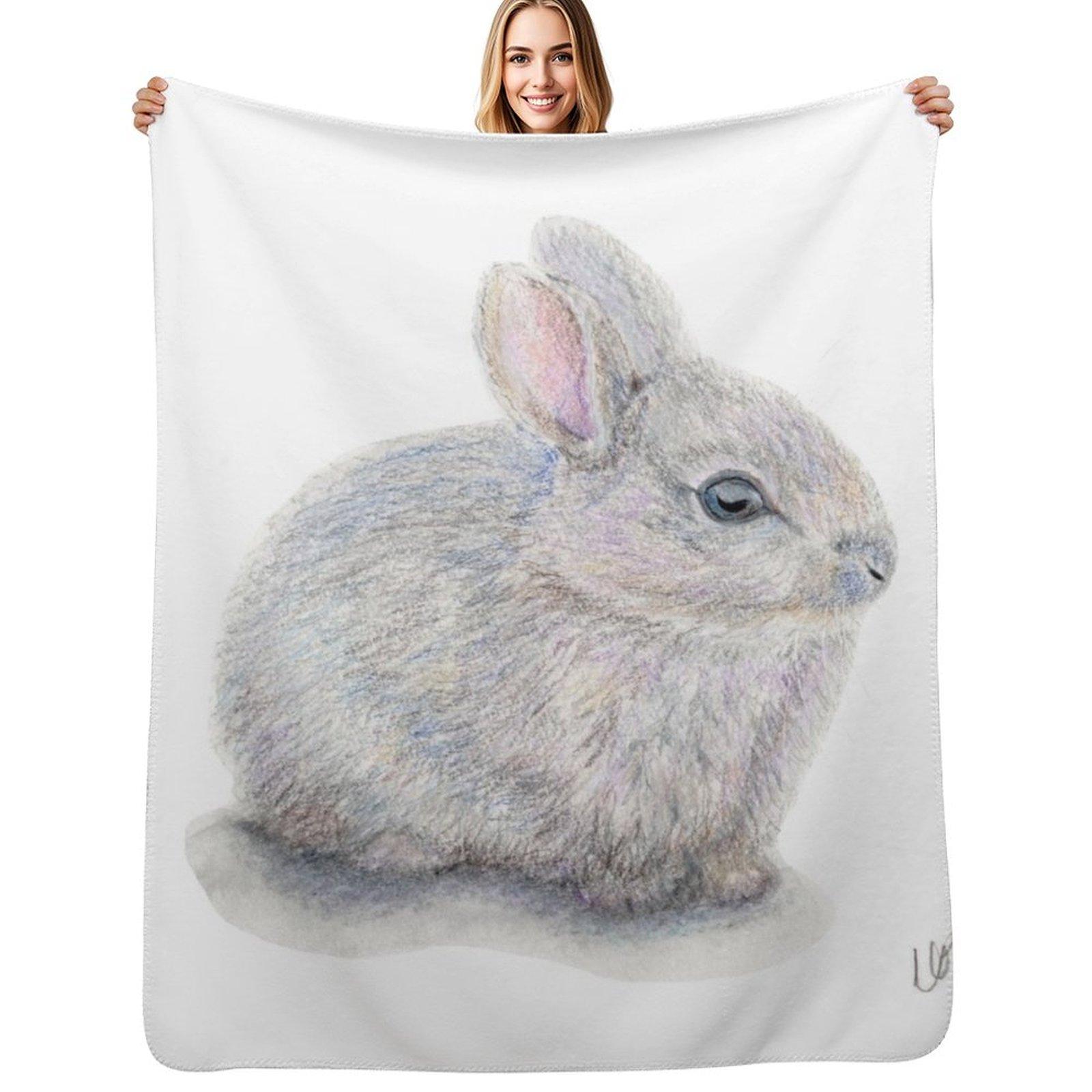 Bob the Bunny Throw Blanket Luxurious Soft Blanket Holiday Gift for Family Size: 75*100cm, Weight: 230 GSM