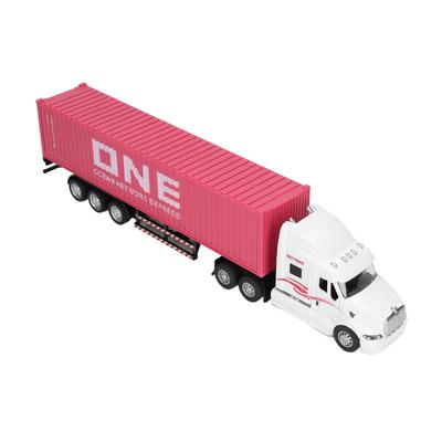 1:48 Scale Container Truck Model, Vivid and Exquisite, Beautiful Decorative Toy Ornament, Truck and Trailer Toy for Ages 3 and Up (Pink)