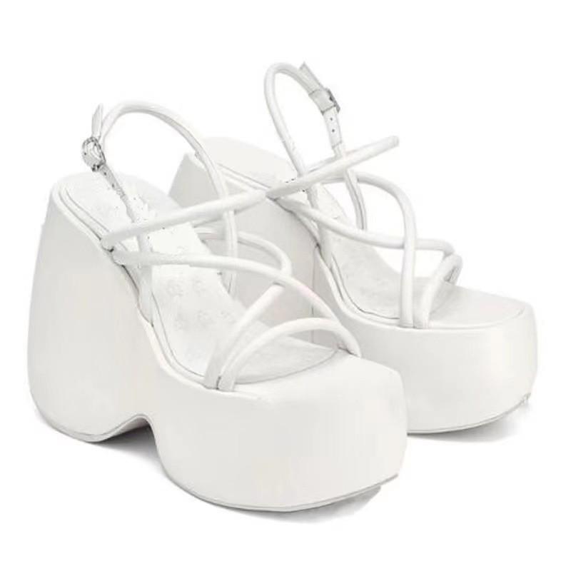 Women's Plus Size Waterproof Platform Wedge Sandals with One-Strap Buckle
