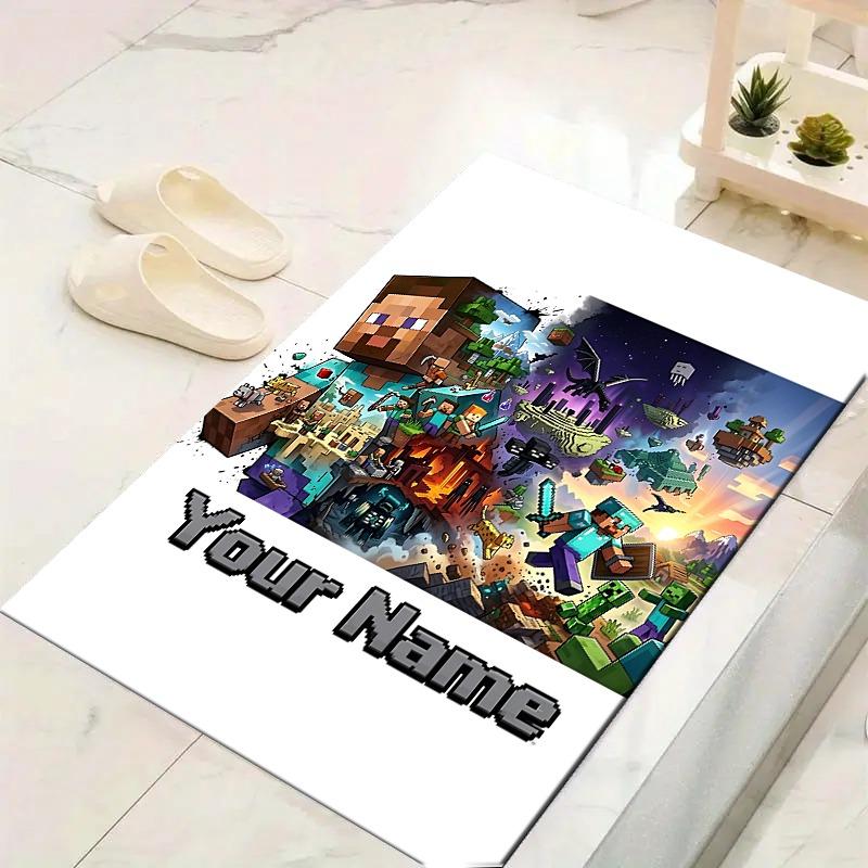 Custom 1Pc Custom Pixel Block Hero Flannel Personalized Rug Non Slip Floor Mat Soft Carpet for Living Bedroom Office Home Decor Gift