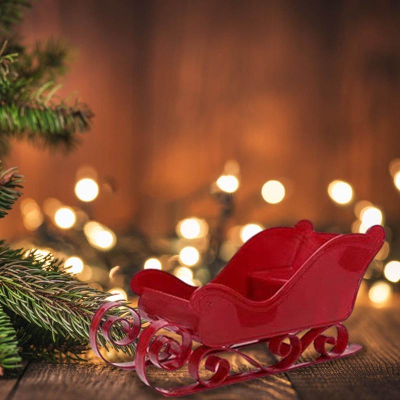 Mini Sled Ornament Candy Dish Santa Christmas Sleigh Decoration Table Centerpiece XmasSled Ornament Sleigh Basket