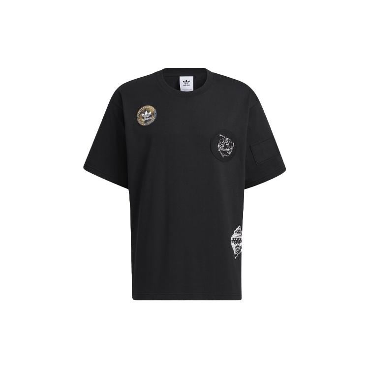 adidas originals Pattern Logo Round Neck Short Sleeve Black Men s HA1495 S