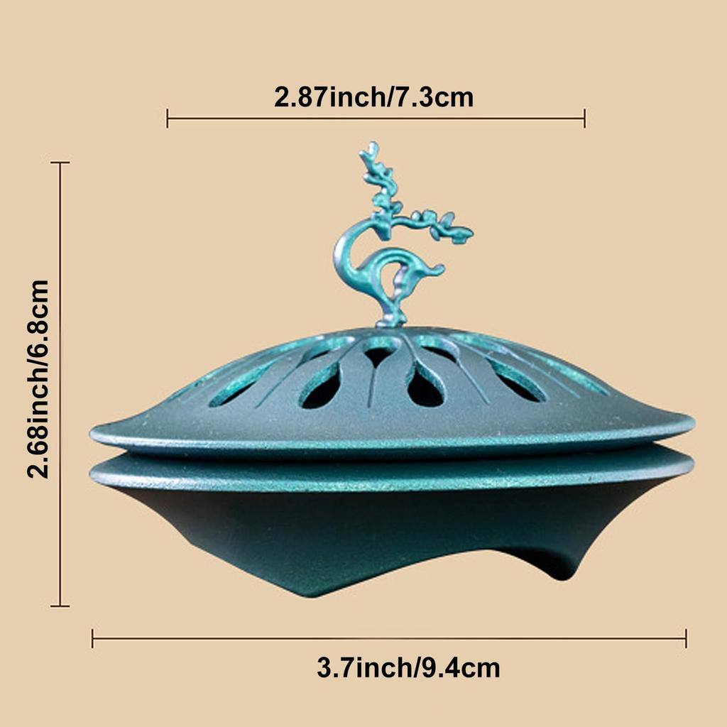 Stylish Alloy Incense Burner with Lid for Spiral Incense Sticks, Ideal for Buddhist Altars, Home Decor, Tea Ceremony, Study, Meditation, Yoga, and