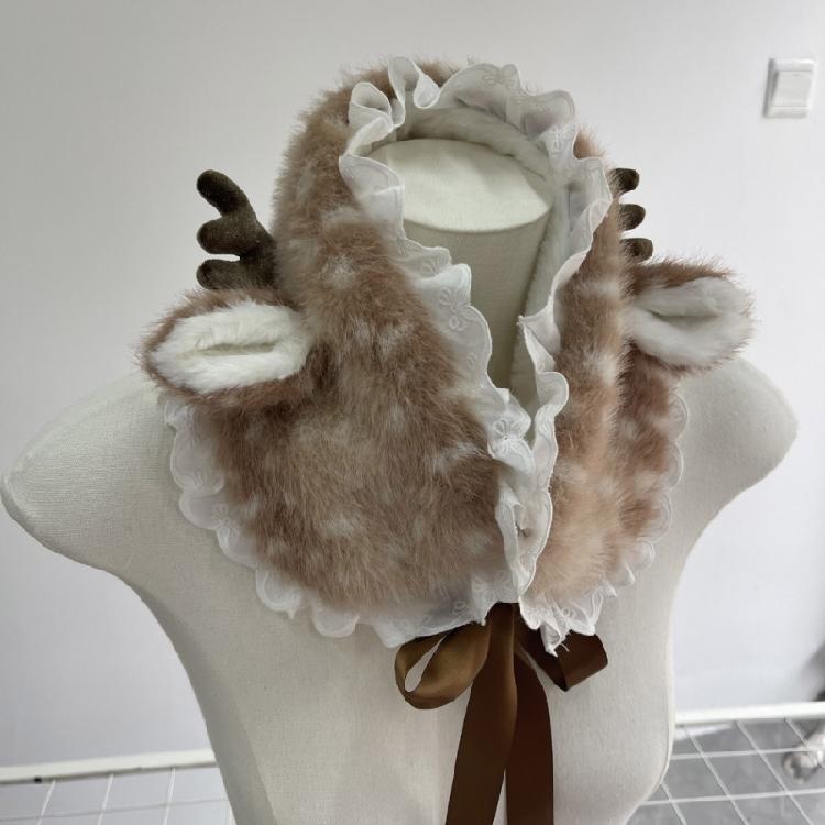 Christmas Theme Plush Hairband Scarf Ear Muffs Leg Covers For Family Gathering Winter Outfit Cosplay Costume Accessory