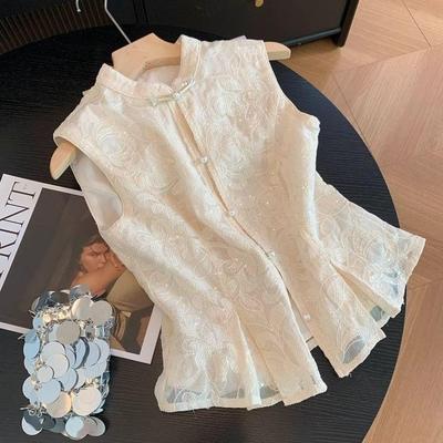 High-end Versatile Top Embroidered Sleeveless Shirt Women's Summer Summer Models Show Thin Small Temperament