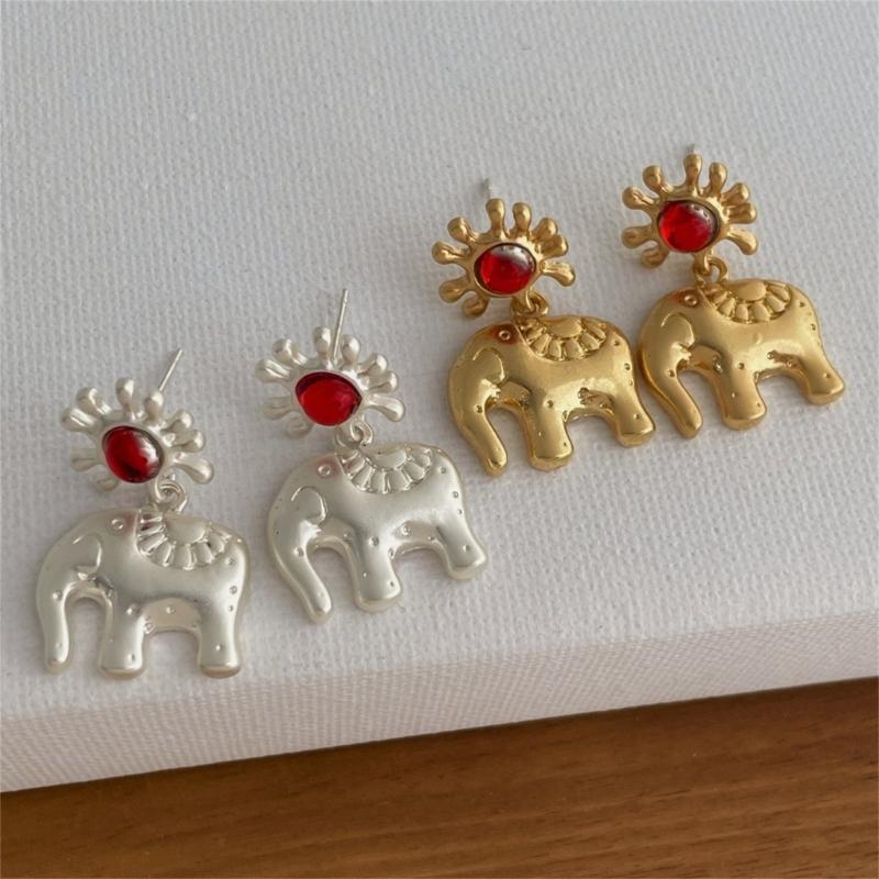Trendy Elephant Design Earrings Sturdy Alloy Comfort Fit Allergy Resistant FStylish Elephant Ear Studs or Sensitive Skin