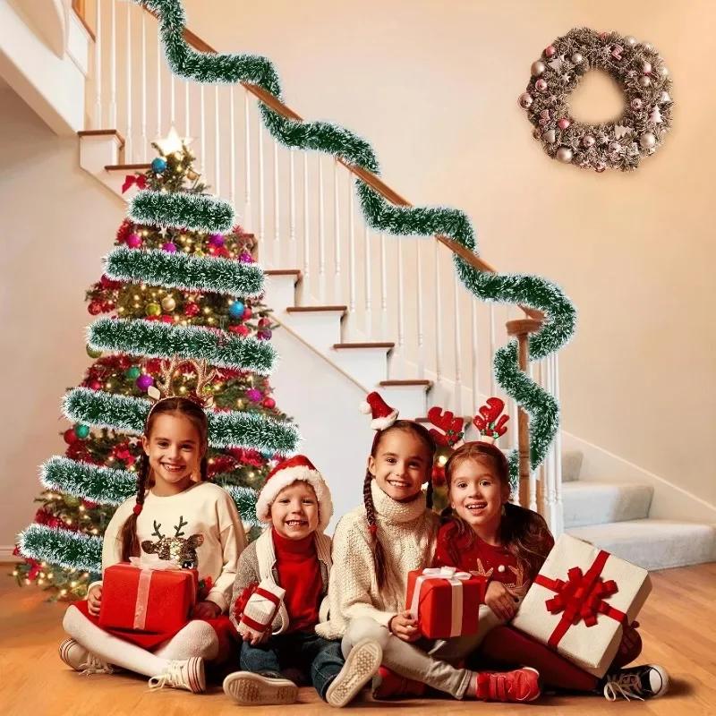 Christmas Green Cane Ribbons Garland DIY Xmas Tree Ornaments Green Cane Ribbons Wreath Hanging Pendent Home Party Decoration