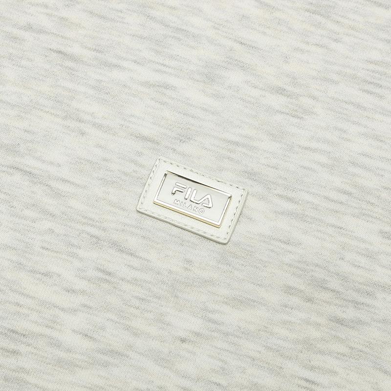 Fila Milano Series Warm Comfortable Knitted Hooded Jacket Women Jackets Light-Khaki Flower-Gray F11W515501FLK