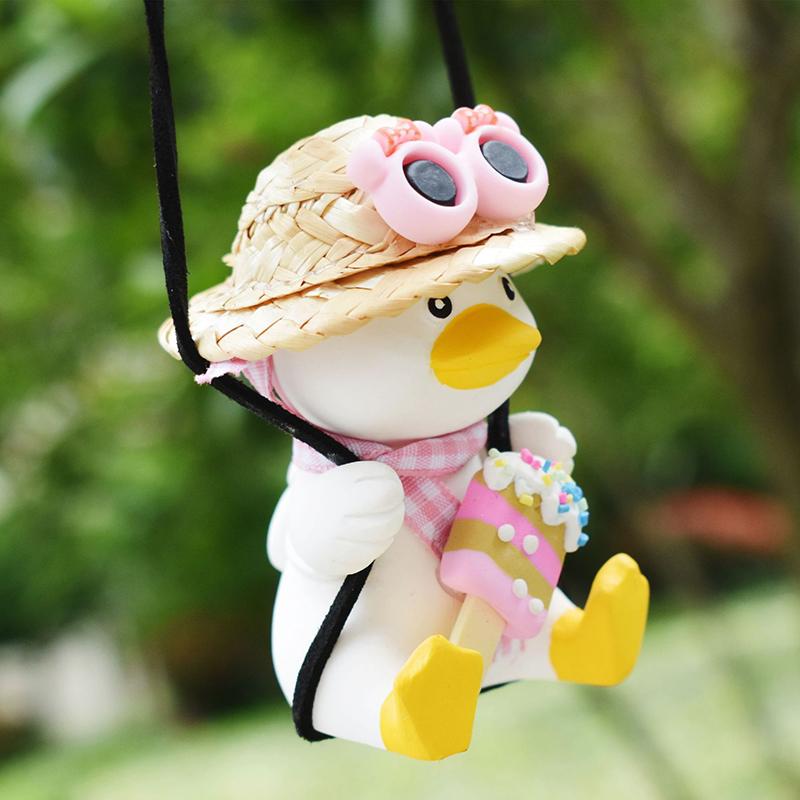 1 PC Anime Little Duck Swing Car Pendant Cute Auto Rearview Mirror Ornaments Interior Decor Gift for Car Lovers