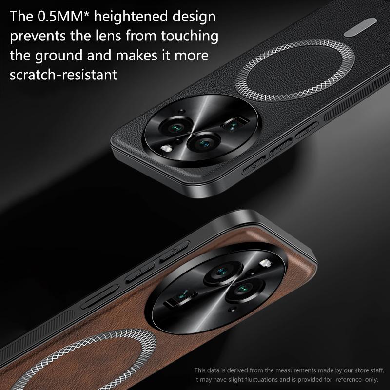 For Oppo Find X6 Case Magnetic Elegant Leather Wear-Resistant Lens Fully Covered Non-Slip Grip Edge Cover Shell