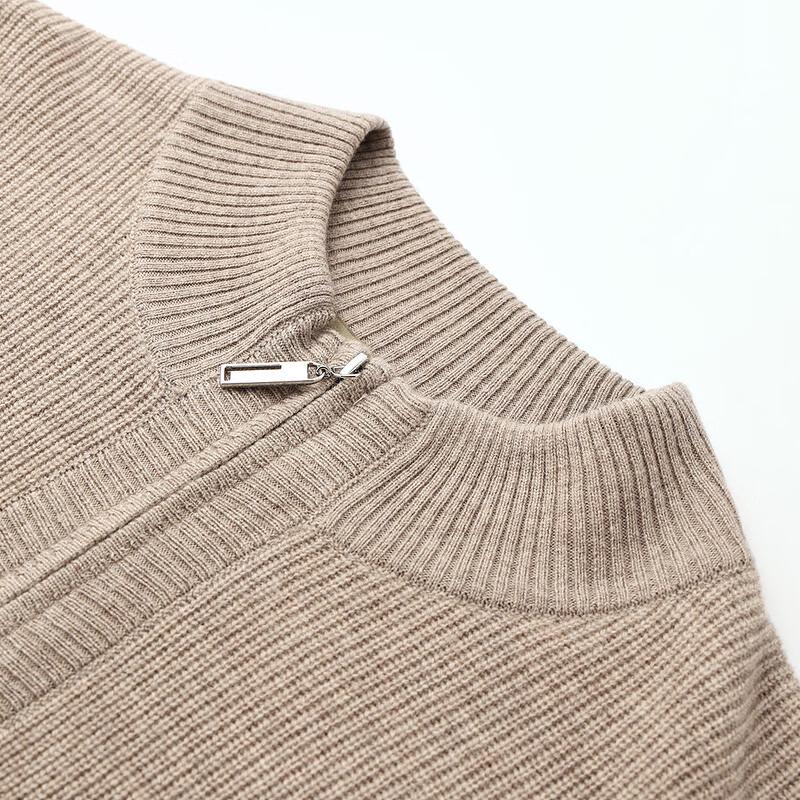 Herren Woll-Cardigan mit halbem Stehkragen und durchgehendem Reißverschluss