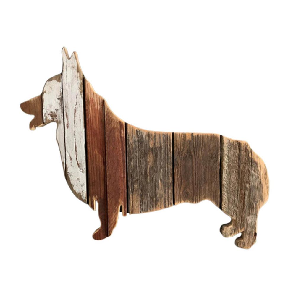New Wood Carving French Bulldog Rustic Home Wall Hanging Decor Wooden Art Animal Dog Statue Wall Art Corgi Sculpture Ornament