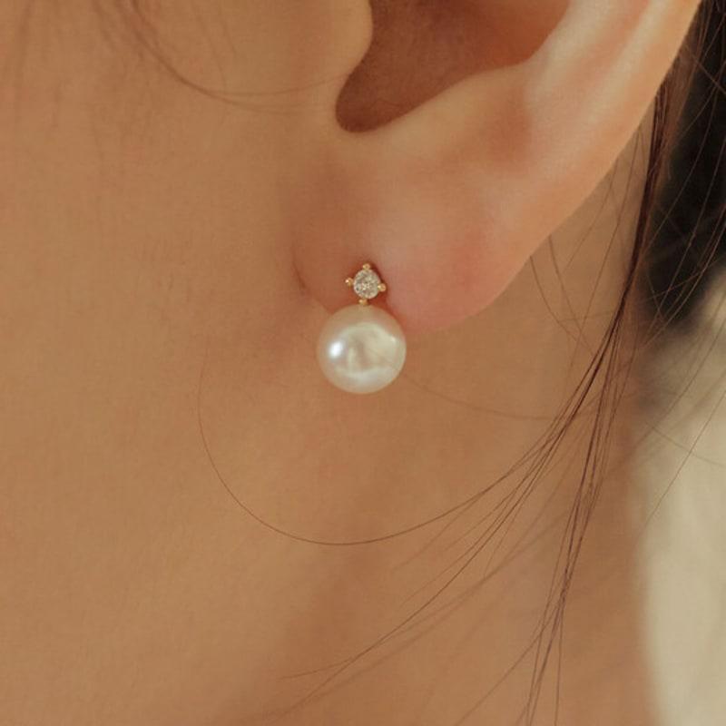 

TATIANA Moissanite Pearl Earrings_EC1761 Gold_White