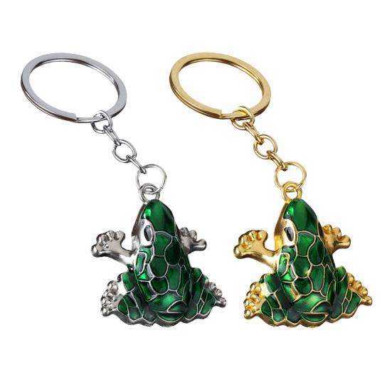 4Pcs Keychain Pendant, Zinc Alloy Frog Shape Key Ring with Chain Design, Key Chain for Keys Backpacks School Bag Accessory