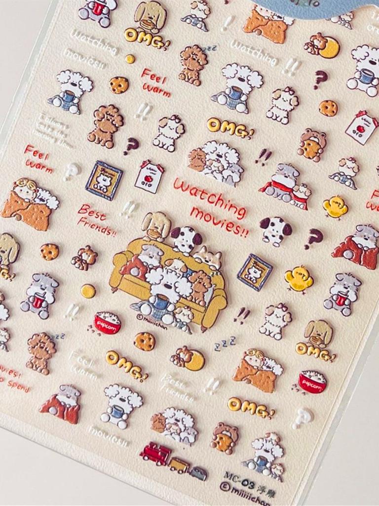 1Pcs 5D Nail Stickers Cartoon Jelly Mushroom Rabbit Nail Art Sticker Nail Decoration Slider Decal Adhesive Transfer Part