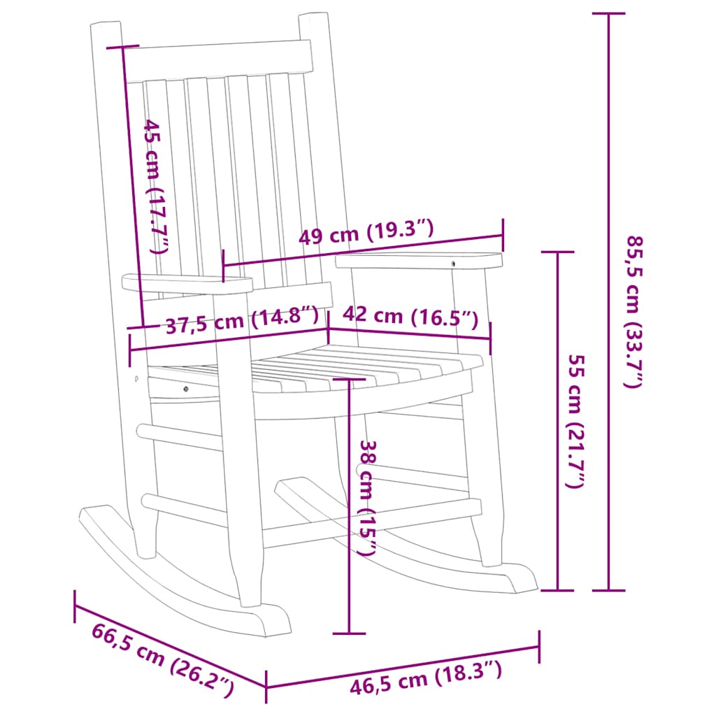 Kids  Rocking Chair Black Solid Poplar Wood