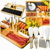 Bamboo Board for Cold Cuts, Cheeses and Snacks + Set of Knives and Forks As a Gift