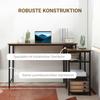 Corner Desk Angled Desk PC Table Computer Desk Office Desk with Shelf Drawer, L-Shape, Particleboard Metal, Rustic Brown 135 X 90 X 79 Cm