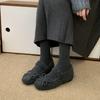4CM Inner Height Increase~ Mary Jane Fluffy Shoes for Women In Winter, New Gray Woolen Single Shoes for Women's Thick-soled Velvet Cotton Shoes