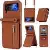 Samsung Z Flip7 Crossbody Leather Case with Zipper Card Slot
