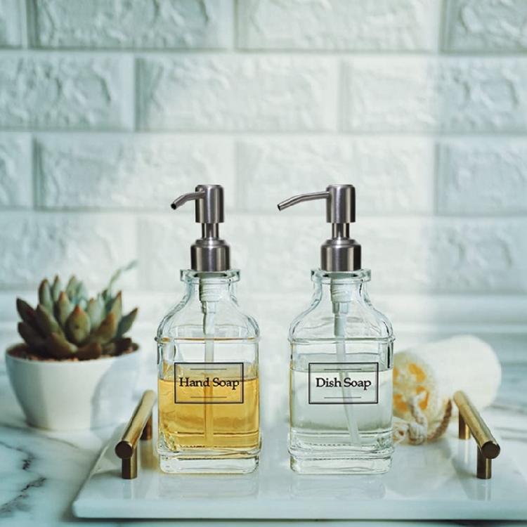 2 Piezas Dispensadores de Gel de Ducha de Vidrio Capacidad 550ml Botella Dispensadora de Líquido Recargable Dispensadores de Jabón