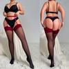 50-120KG Hot Sexy Pantyhose Plus Size Stockings with Garter for Oversize Women Fishnet Black Thigh High Tights XXXXXL