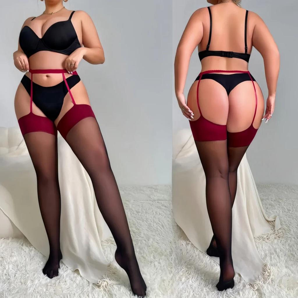 50-120KG Hot Sexy Pantyhose Plus Size Stockings with Garter for Oversize Women Fishnet Black Thigh High Tights XXXXXL