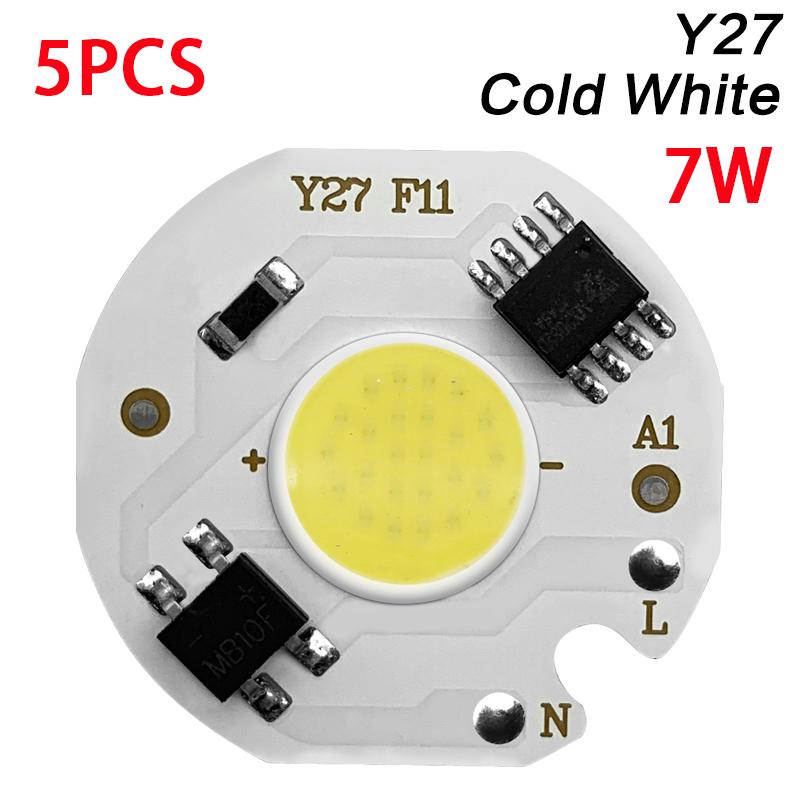 5pcs Chip COB LED Lamp Real Power 3W 5W 7W 10W 12W Y27 LED Lamp Bulb 220V IP65 Input Smart IC For DIY LED Flood Light Spotlight