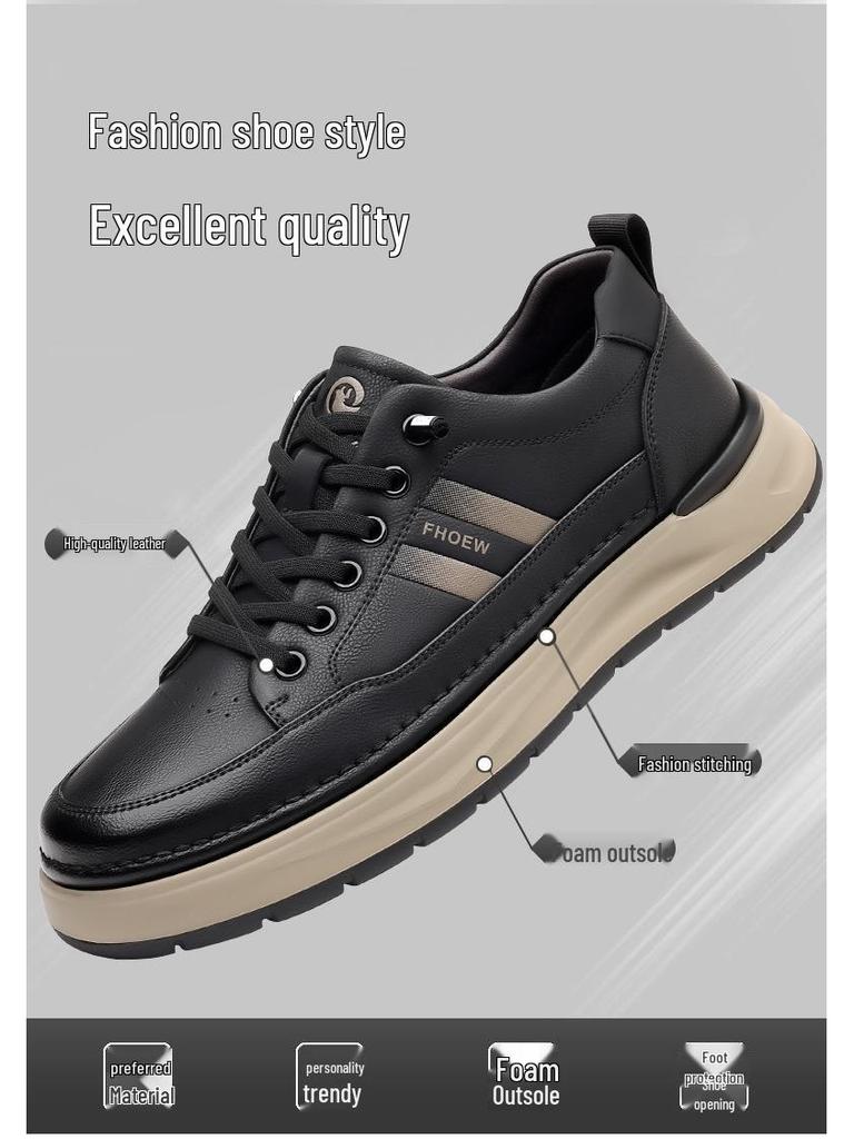 Xijue Bull 2025 Autumn/Winter Men's Casual Leather Shoes - Soft Sole and Upper