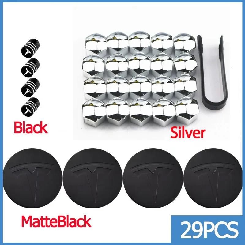 25pcs 29pcs 56mm Matte Black Car Wheel Center Hub Caps for Tesla Model 3 Y S X Tire Lug Nut Protective Covers Styling Decoration