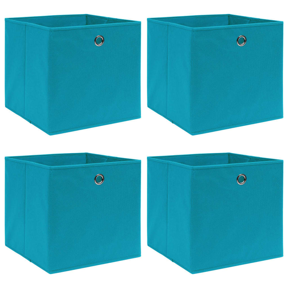 Oppbevaringsbokser 4 stk  asurblå 32x32x32 cm Stoff
