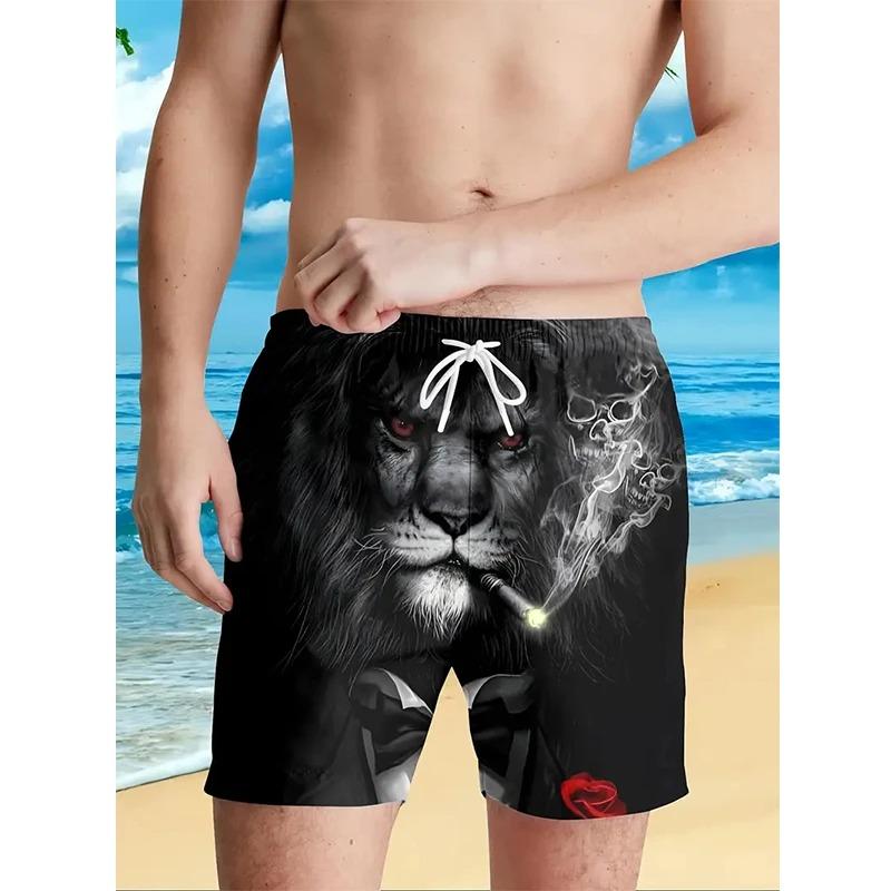 Pantaloni da Spiaggia Estivi da Uomo Stampati in 3D Moda Versatili Tendenza Traspiranti Casual Stile Vacanza