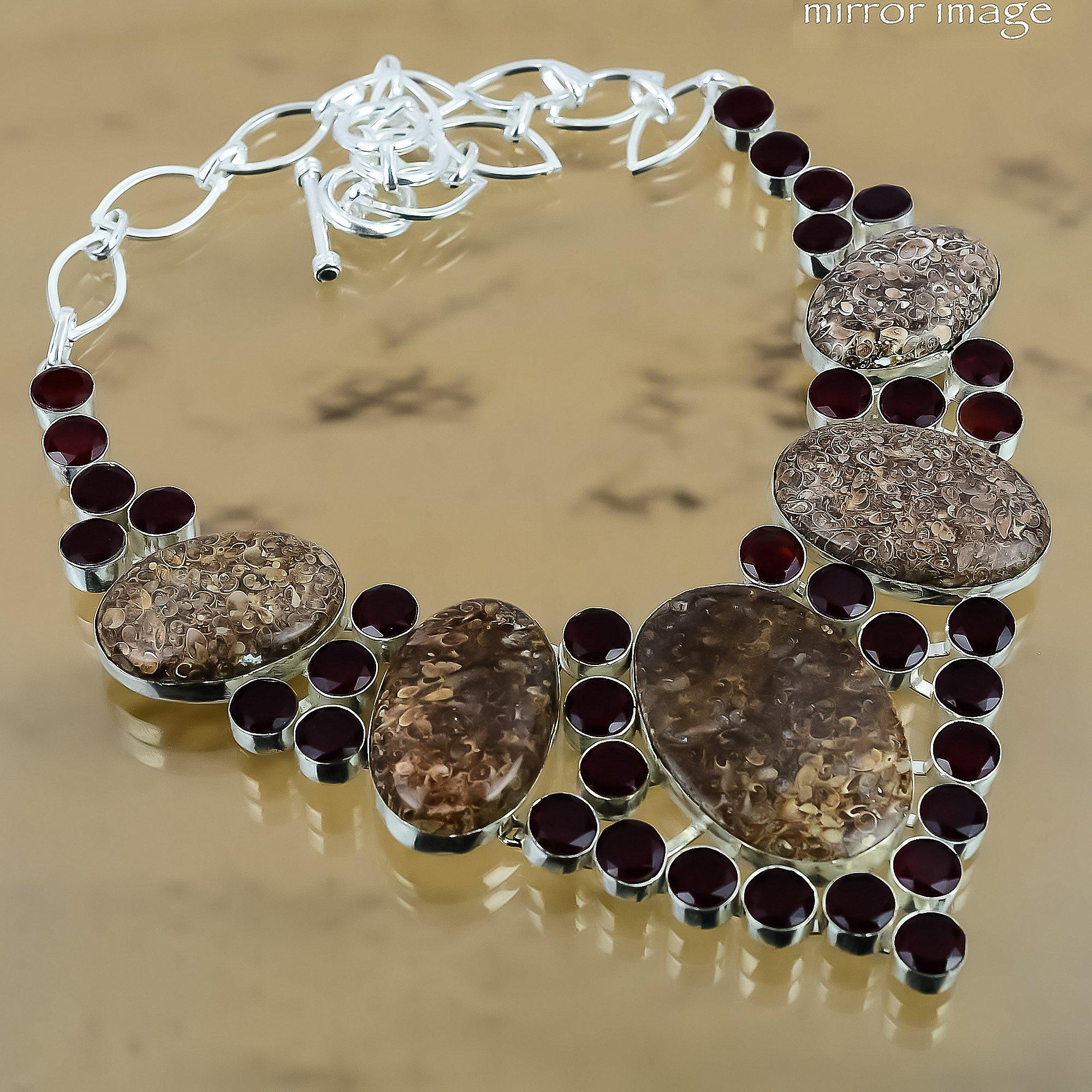 

Gift For Her 925 Silver Natural Turritella Agate Chain Adjustable Necklace Adjustable