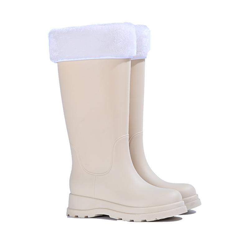 Fashion classic rain shoes women's high rain boots rainy day outdoor travel thickened non-slip waterproof shoes women's rubber shoes British boots