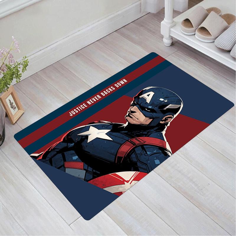 1pc Captain America Pattern Area Rug Soft Flannel Floor Mat for Living Room,Office,Bedroom and Carpet,Sofa Coffee Table Floor Mat