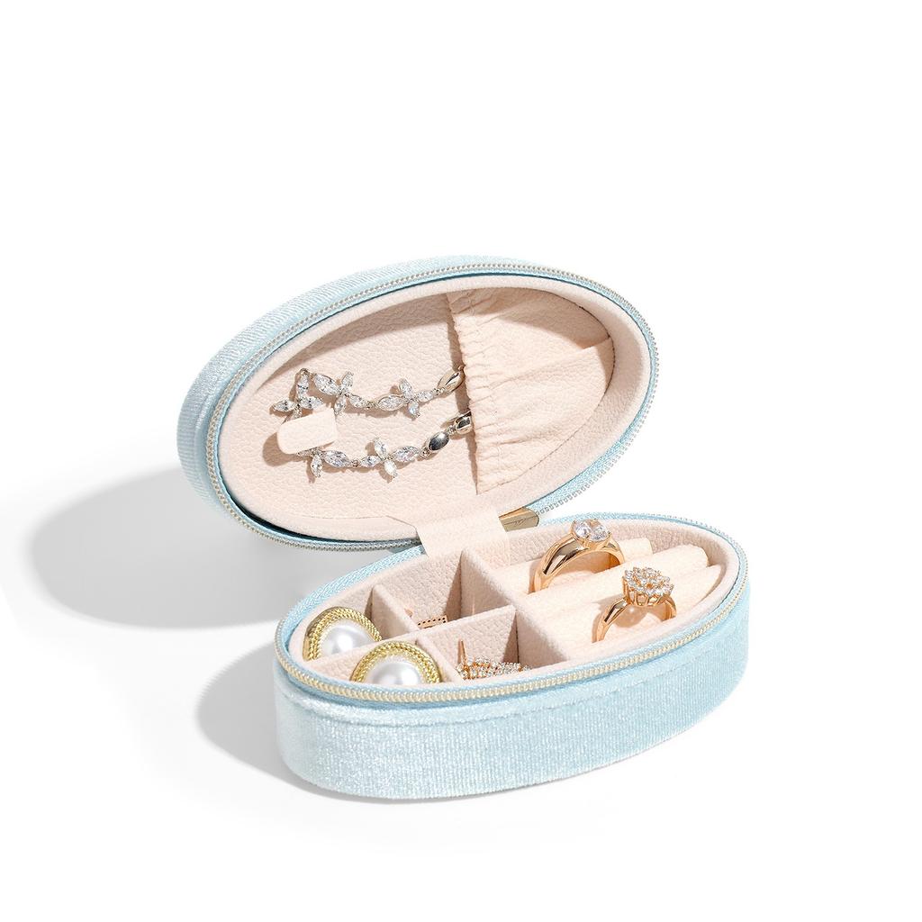 Retro Oval Velvet Mini Portable Jewelry Storage Box Jewelry Case Packaging Box
