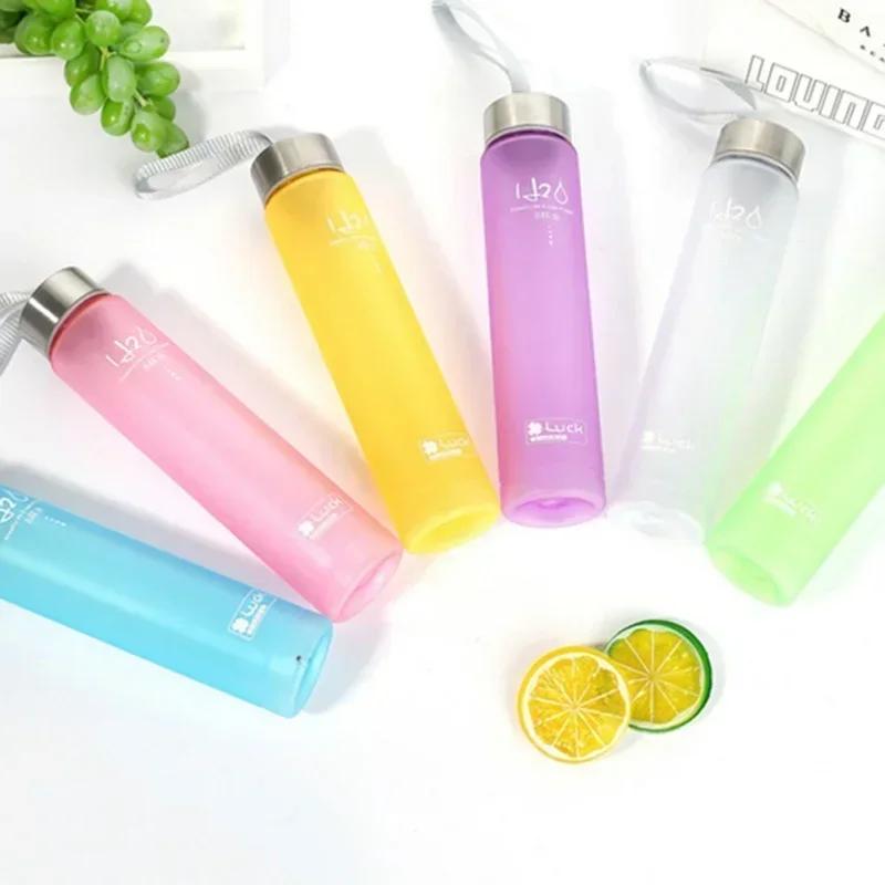 Water Bottle Drinkware Termos Frosted Stainless Steel Thermos Bottle Sport Drink Items Shatterproof Plastic Lemon Juice Storage