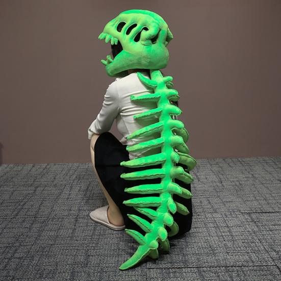 Dinosaur Skeleton Plush Toy Realistic Dinosaur Costume with Flexible Spine Fixation And Sound Effects Lightweight Headband for Party Cosplay