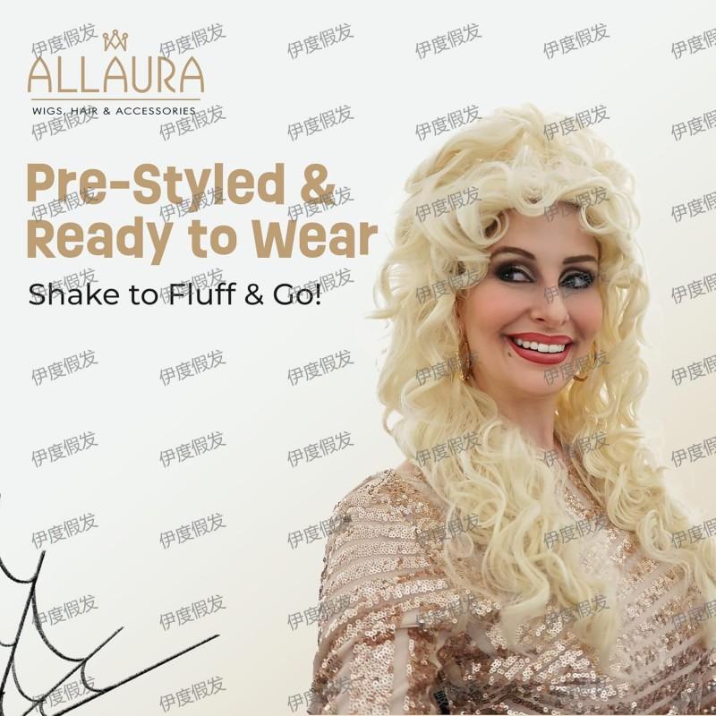 Long Wavy Golden Blonde Synthetic Wig Women Full Cap Heat Resistant Hairpiece Any Face Shape