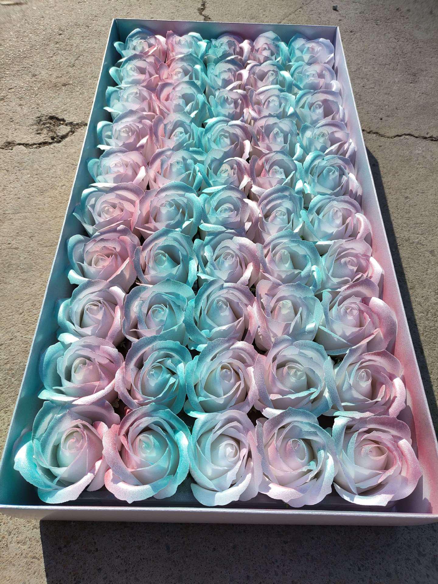 

Ледяной Голубой Трехслойный Мыльный Цветок Розы с Подставкой - Материалы для Ручной Работы DIY