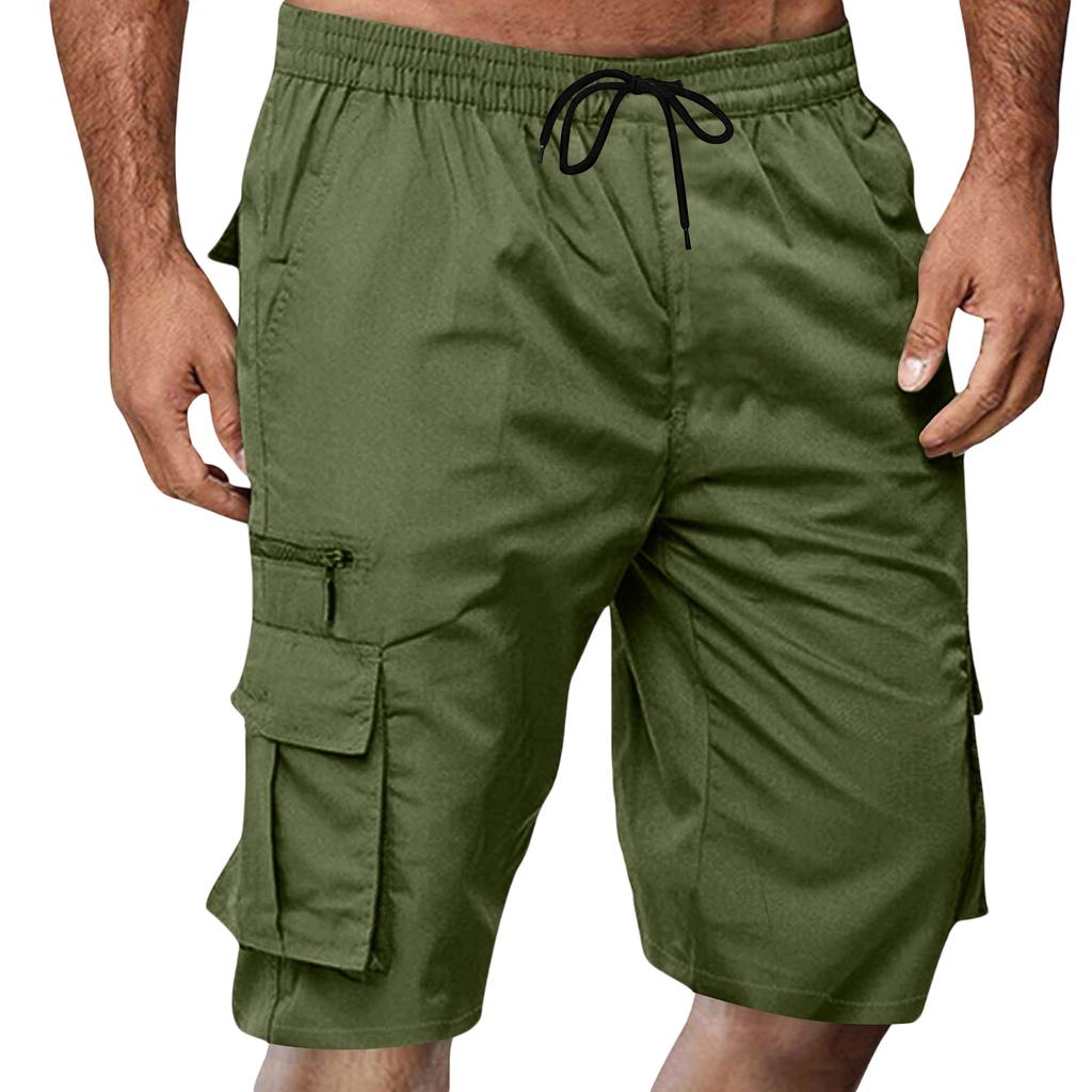 Herren Freizeit Locker Sitzende Mehrere Taschen Cargo-Shorts Elastischer Bund Kordelzug Outdoor Arbeitskleidung Shorts für den Sommer