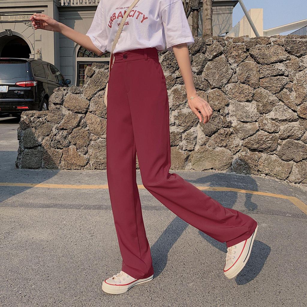 Women's High Waist Wide Leg Ice Silk Trousers - Slimming, Casual, Black, Floor-Length