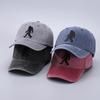 Cotton denim washed baseball cap with men's and women's printed ape man hat suitable for outdoor sun protection, adjustable