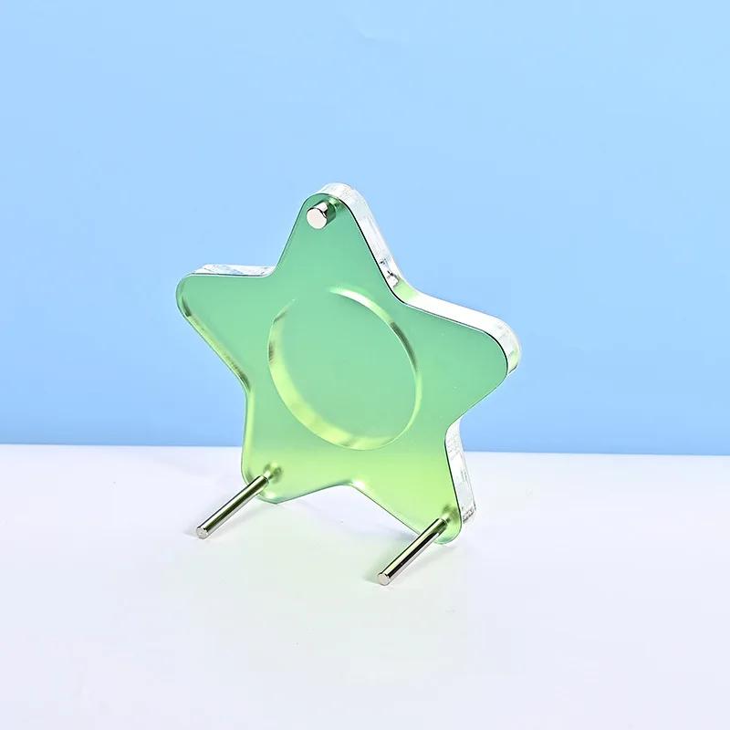 

Эстетичный градиентный цветной держатель для значков из акрила и металла, круглый держатель для значков в виде аниме-персонажа, пылезащитная подставка для хранения значков