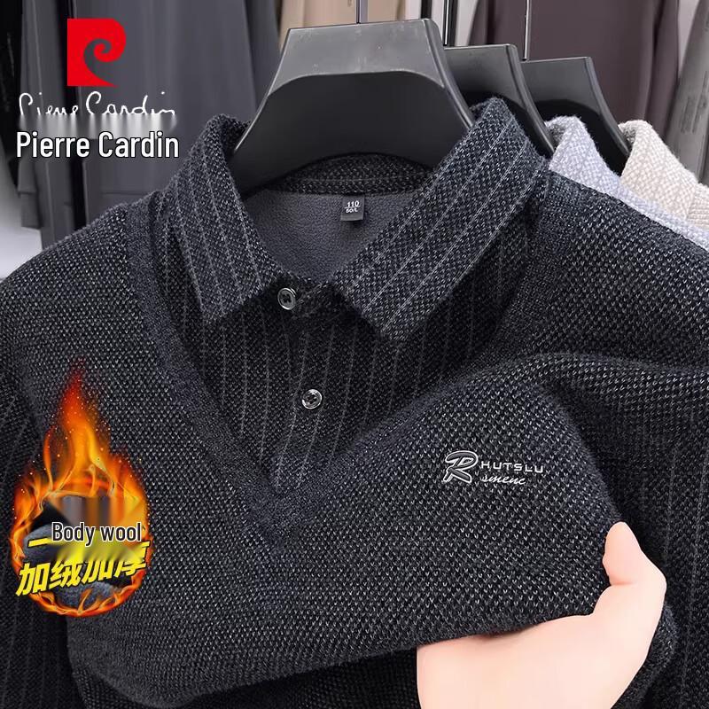 Pierre Cardin Men s Warm Fleece Lined Long Sleeve Polo Shirt 3XL