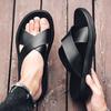 Men's Leather Sandals 2024 Summer Quality Beach Slippers Casual Shoes Flat Bottomed Outdoor Beach Shoes Large Size 45