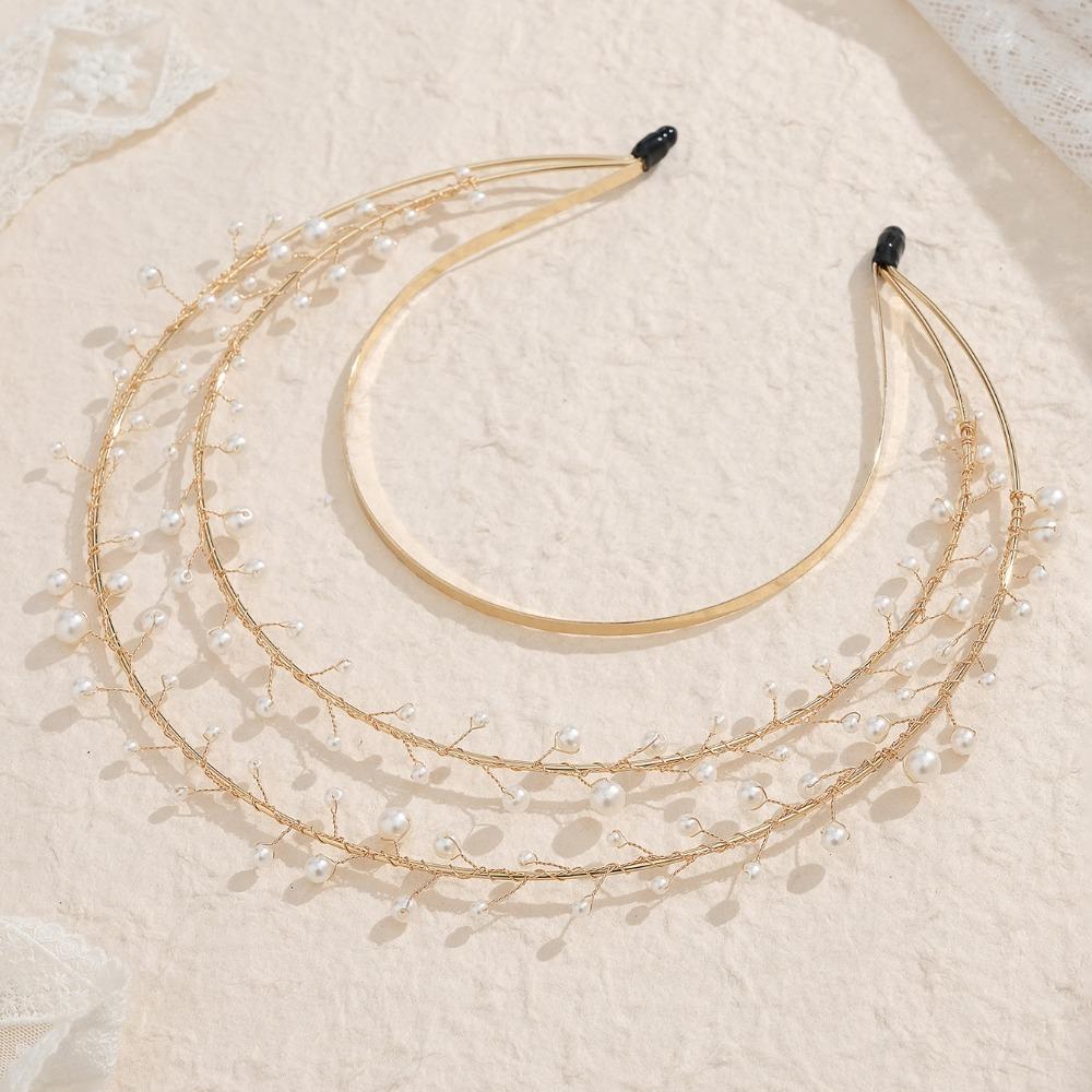 Flower Goddess Halo Headband Crystal Baroque Pearl Hair Hoop Headpiece Godmother Tiara Crown  Women