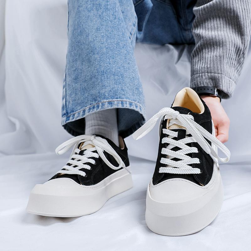 Herrenschuhe Retro Board Schuhe Herren vielseitige dicksohlige höhenverstärkende Freizeitschuhe trendige atmungsaktive Low-Top Schuhe 77761-R