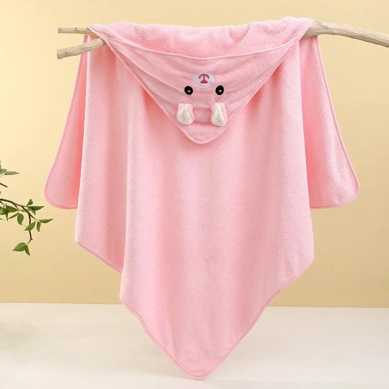 Cartoon Baby Bath Towels Warm Coral Velvet Hooded Towel Soft Absorbent Blanket Cute Baby Bathrobe Newborn Girl Boy Wrap Blanket